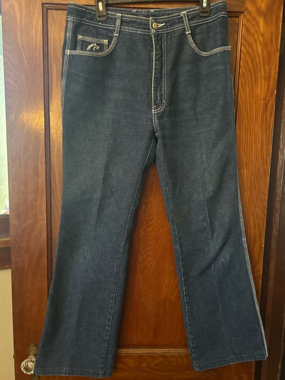 Vintage 80's Jordache Dark Denim Blue with Embroidered Pockets Size 36 - Picture 2 of 12